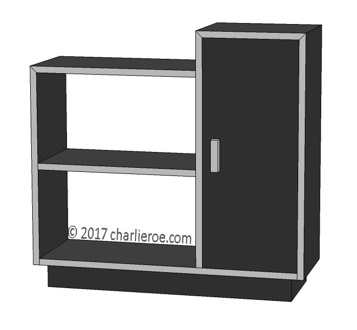 New Paul Frankl Art Deco 'Skyscraper' style stepped bookcase painted black with silver edges