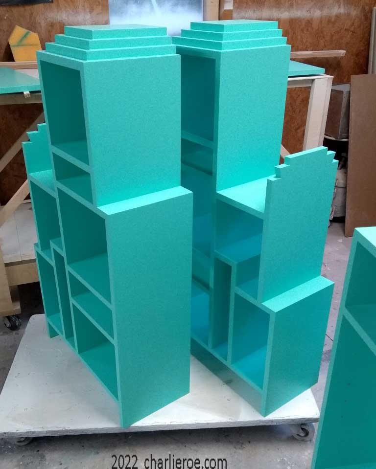 New Paul Frankl Art Deco Skyscraper style painted lacquered bookcase