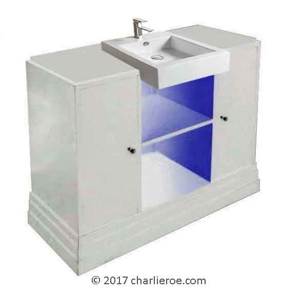 Paul Frankl Skyscraper Art Deco bathroom white painted vanity unit with semi-recessed basin