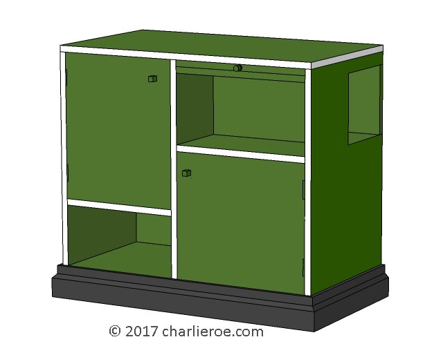 New Art Deco Paul Frankl Skyscraper style black painted 2 door sideboard