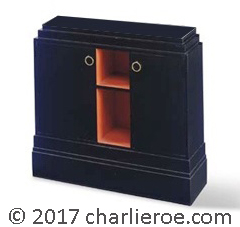 New Art Deco Paul Frankl Skyscraper style black painted 2 door sideboard