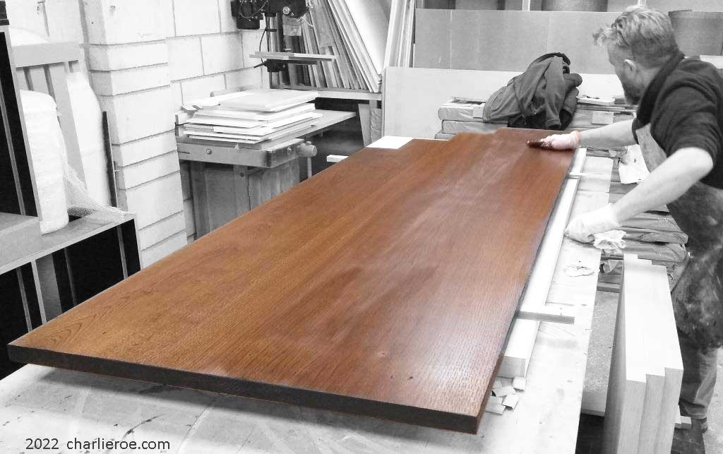 New Paul Frankl Art Deco Skyscraper style wooden & painted lacquered stepped top being stained