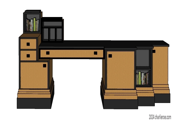 New Art Deco Paul Frankl Skyscraper style wood & lacquered painted stepped home office desk