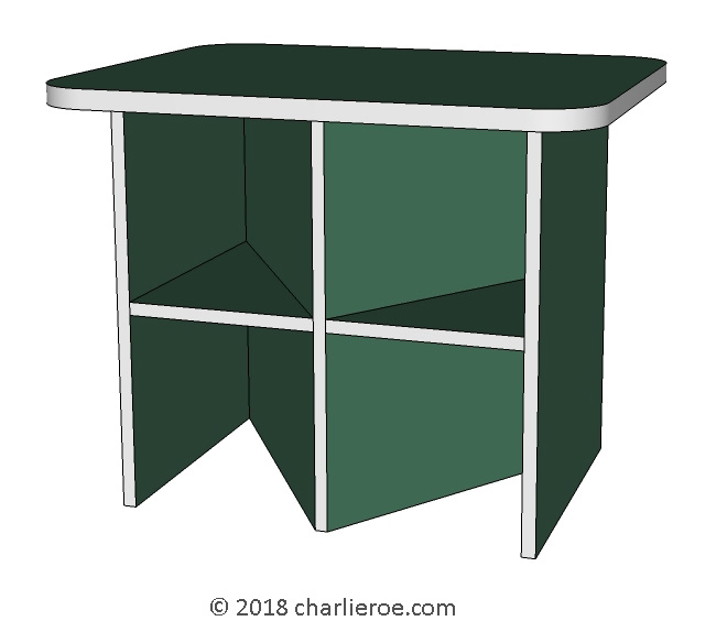New Paul Frankl Art Deco Zigzag painted green & silver side lamp coffee tables