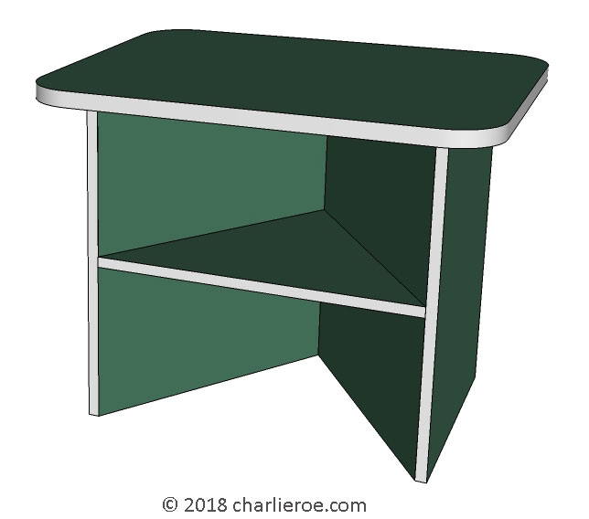 New Paul Frankl Art Deco Zigzag painted green & silver side lamp coffee tables