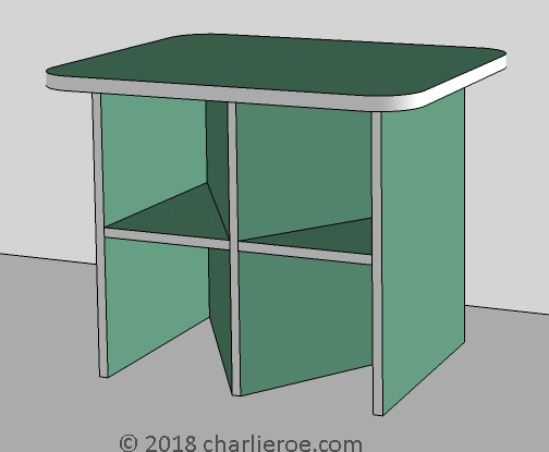 New Paul Frankl Art Deco Zigzag painted green & silver side lamp coffee tables
