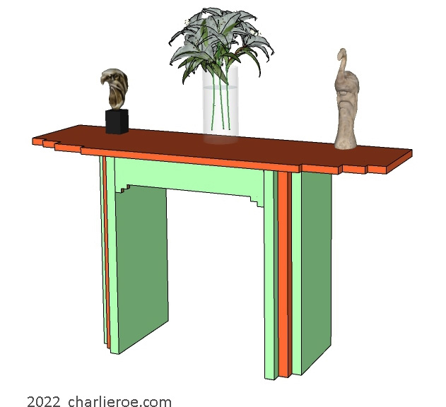 new Art Deco bar table painted lacquered with a shaped front rail