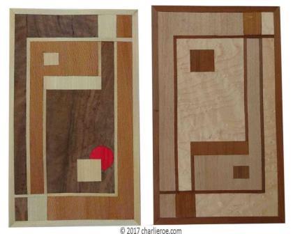 New Art Deco coffee table with Walter Dorwin Teague Marquetry veneered Cubist Geometric design table top