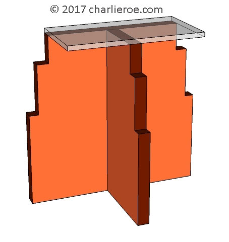 new Art Deco Skyscraper style stepped console side table design with acrylic glass top