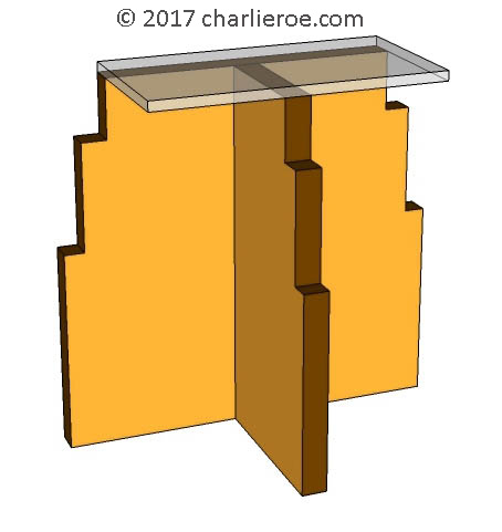 new Art Deco Skyscraper style stepped console side table design with acrylic glass top