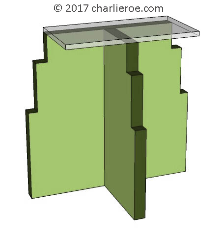 new Art Deco Skyscraper style stepped console side table design with acrylic glass top