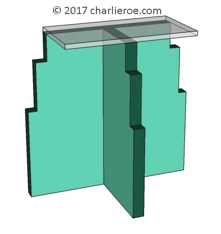 new Art Deco Skyscraper style stepped console side table design with acrylic glass top