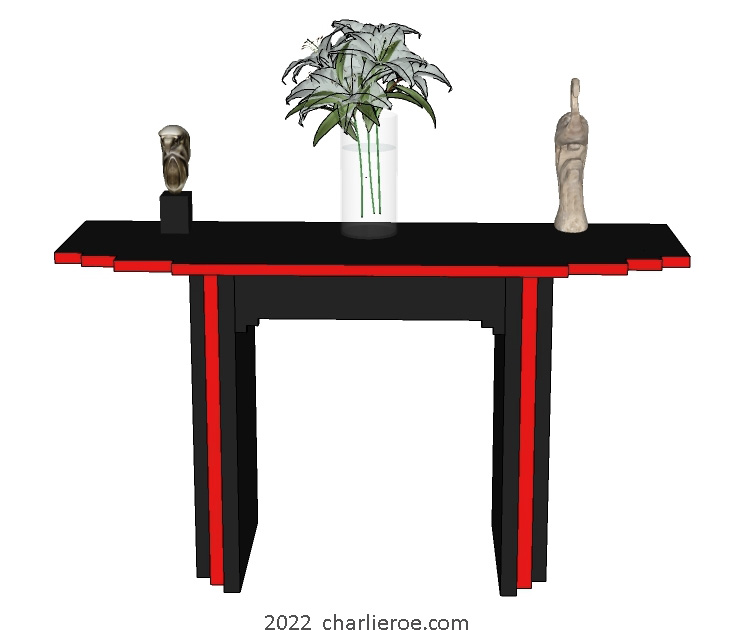 new Art Deco stepped painted lacquered console side table