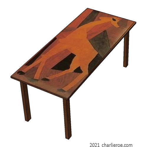 New Art Deco Omega Workshops Cubist Geometric design Marquetry veneered dining table