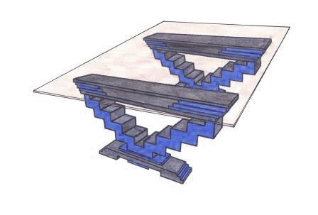 new Art Deco zigzag stepped dining table design