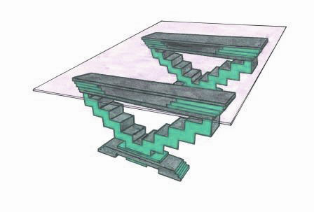 new Art Deco zigzag stepped dining table design