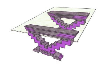 new Art Deco zigzag stepped dining table design