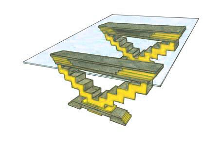 new Art Deco zigzag stepped dining table design