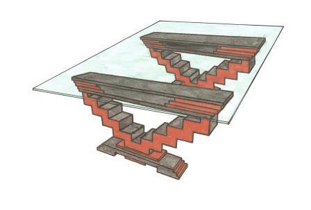 new Art Deco zigzag stepped dining table design