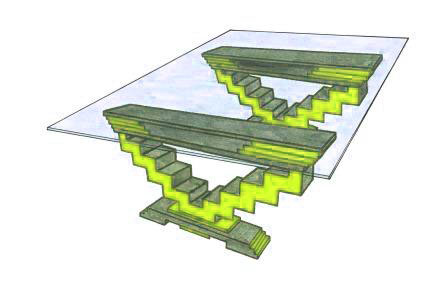 new Art Deco zigzag stepped dining table design