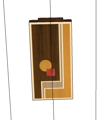 New Art Deco Geometric Cubist style painted marquetry wood veneered cabinet cupboard furniture door handles