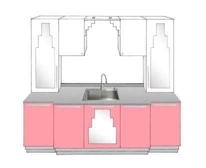 new Art Deco stepped Skyscraper style fitted kitchen