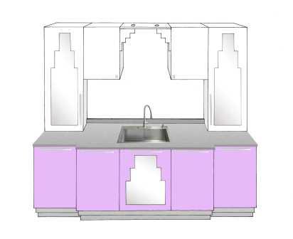 new Art Deco stepped Skyscraper style fitted kitchen
