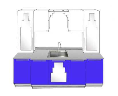 new Art Deco stepped Skyscraper style fitted kitchen