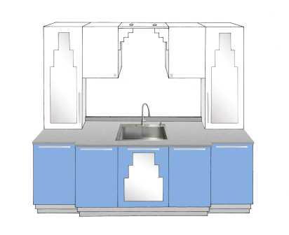 new Art Deco stepped Skyscraper style fitted kitchen