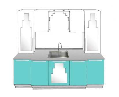 new Art Deco stepped Skyscraper style fitted kitchen