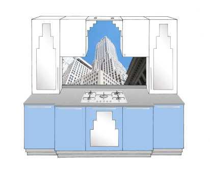 new Art Deco stepped Skyscraper style fitted kitchen