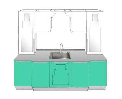 new Art Deco stepped Skyscraper style fitted kitchen