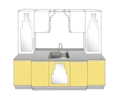 new Art Deco stepped Skyscraper style fitted kitchen