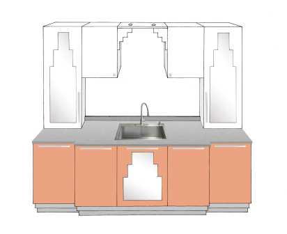 new Art Deco stepped Skyscraper style fitted kitchen