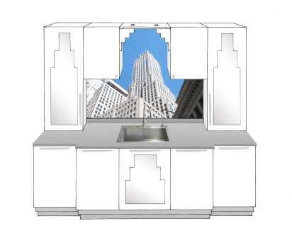 new Art Deco stepped Skyscraper style fitted kitchen