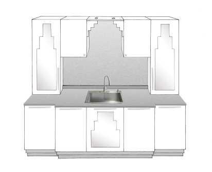new Art Deco stepped Skyscraper style fitted kitchen