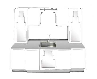 new Art Deco stepped Skyscraper style fitted kitchen