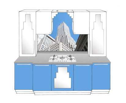 new Art Deco stepped Skyscraper style fitted kitchen