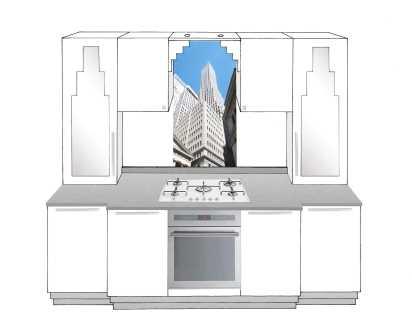 new Art Deco stepped Skyscraper style fitted kitchen