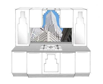 new Art Deco stepped Skyscraper style fitted kitchen