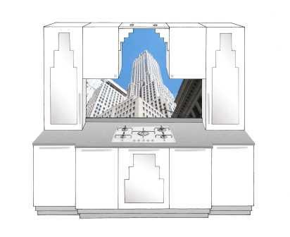new Art Deco stepped Skyscraper style fitted kitchen