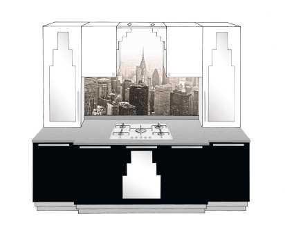 new Art Deco stepped Skyscraper style fitted kitchen