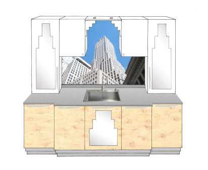 new Art Deco stepped Skyscraper style fitted kitchen
