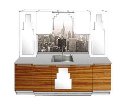 new Art Deco stepped Skyscraper style fitted kitchen