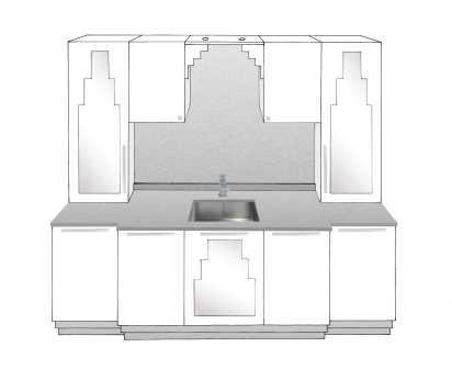 new Art Deco stepped Skyscraper style fitted kitchen
