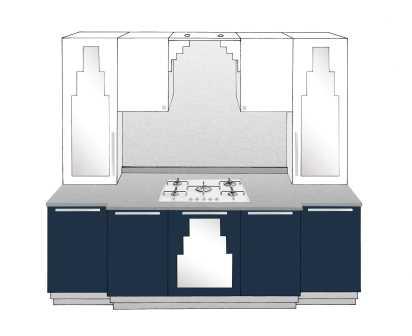 new Art Deco stepped Skyscraper style fitted kitchen