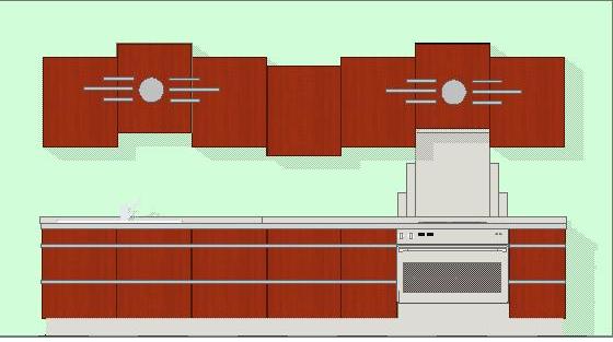 Art Deco new Stepped fitted kitchen design in dark wood