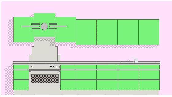 Art Deco new Stepped fitted kitchen design in green