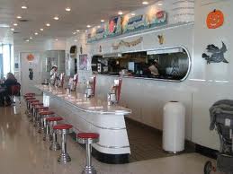 Art Deco Streamline Moderne diner kitchen painted white