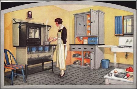 kitchen from the early C20th, showing maids still dominated the kitchen